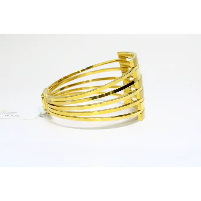 14 Ayar Altın 6 Sıralı Kaburga Kelepçe Bilezik 18.06 GR