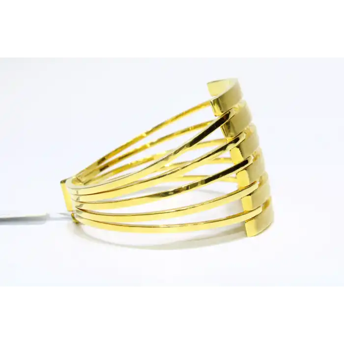 14 Ayar Altın 6 Sıralı Kaburga Kelepçe Bilezik 20.79 GR