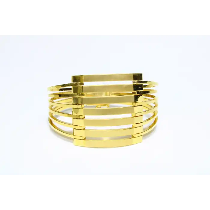 14 Ayar Altın 7 Sıralı Kaburga Kelepçe Bilezik 21.85 GR