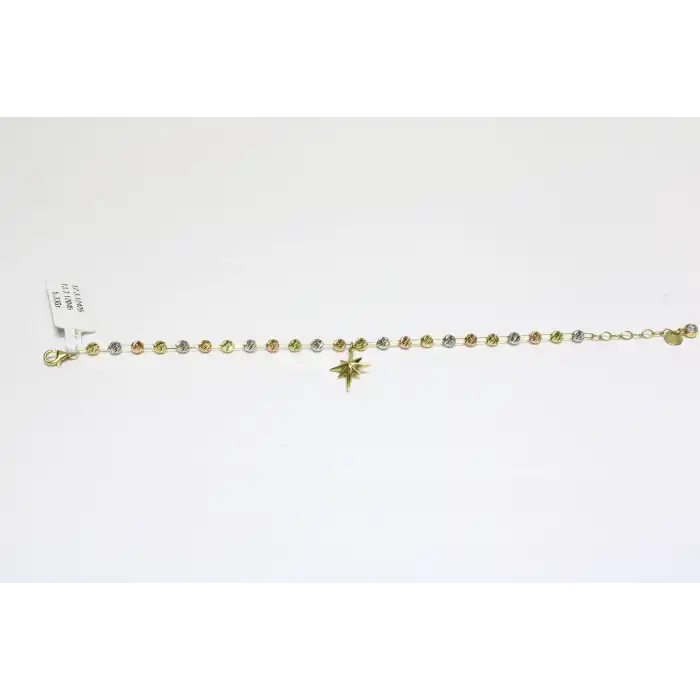 14 Ayar Altın Çok Renkli Spor Günlük Bileklik Künye