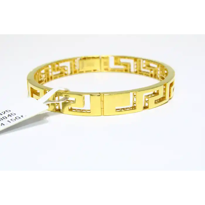 14 Ayar Altın Grek Tasarım Zigzag Model Kelepçe Bilezik 14.15 GR