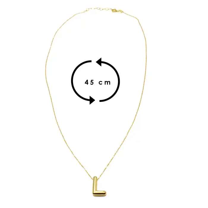 14 Ayar Altın L Harfi Balon Kolye