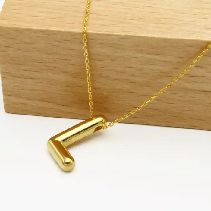 14 Ayar Altın L Harfi Balon Kolye