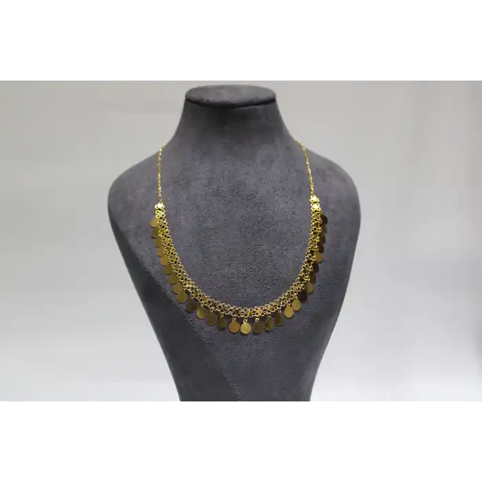 14 Ayar Altın Pullu Akıtma Kolye