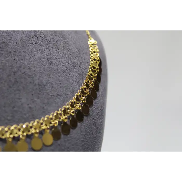 14 Ayar Altın Pullu Akıtma Kolye