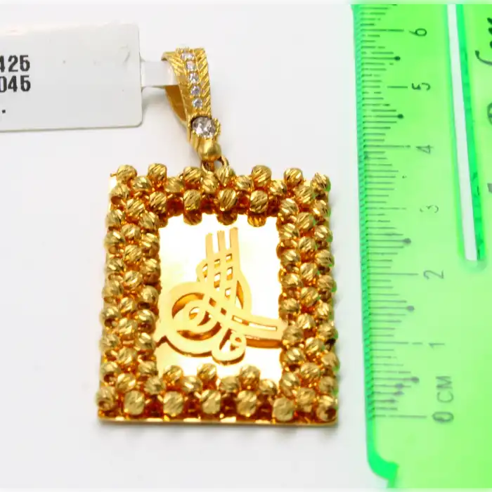 14 Ayar Ayna Tasarım Dorikalı Kolye Ucu