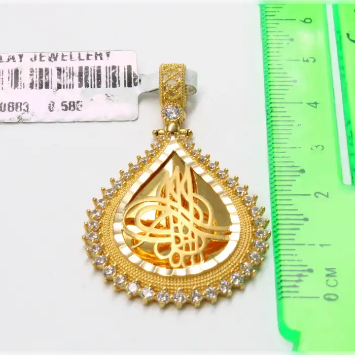 14 Ayar Ayna Tasarım Taşlı Kolye Ucu