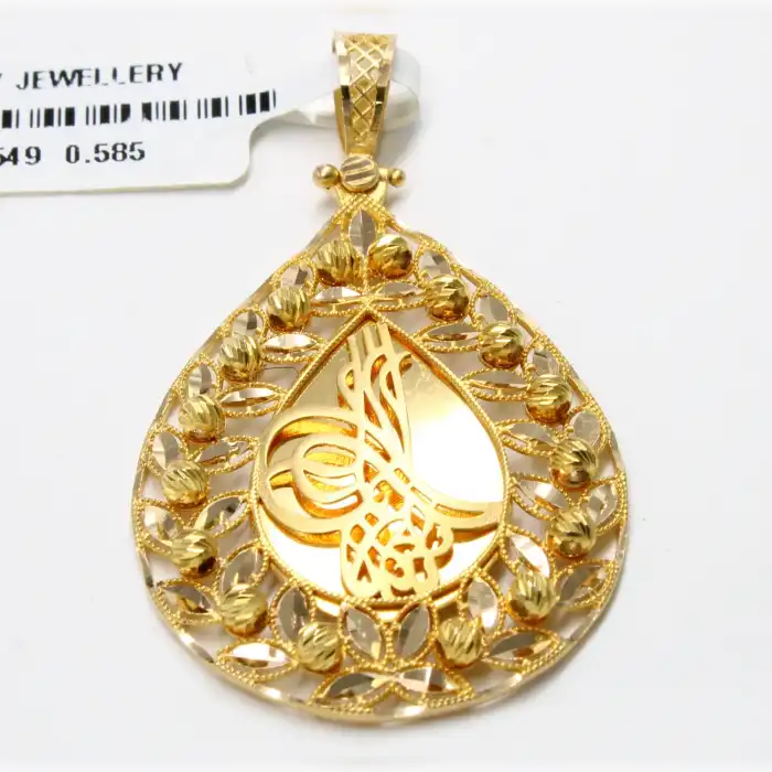 14 Ayar Başak Desenli Dorika Kolye Ucu