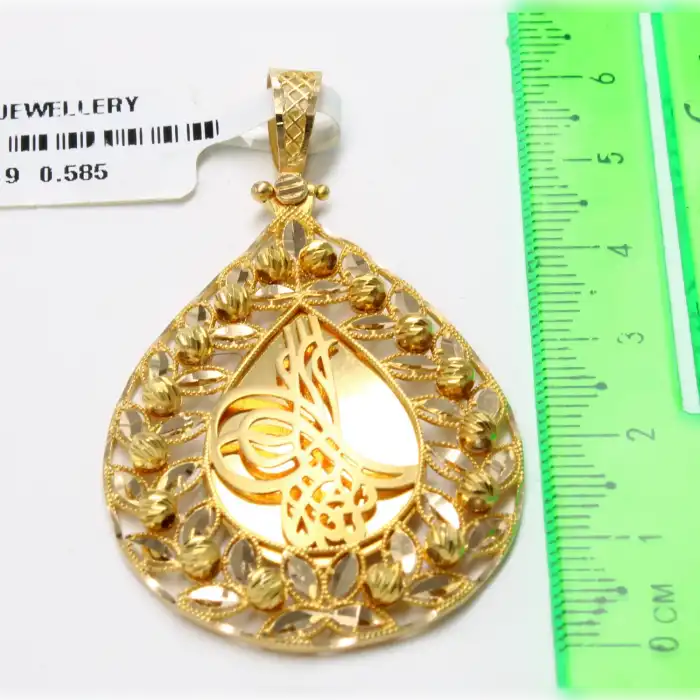 14 Ayar Başak Desenli Dorika Kolye Ucu