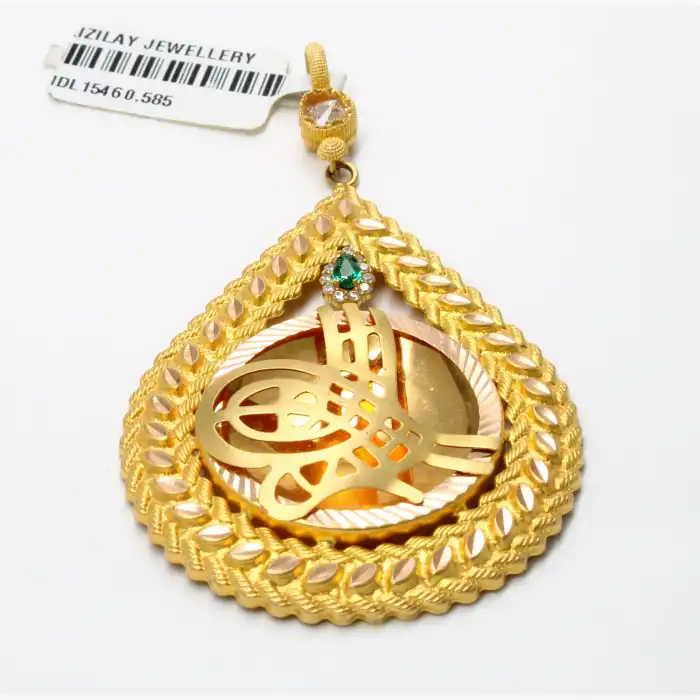 14 Ayar Başak Desenli Tuğra Kolye ucu