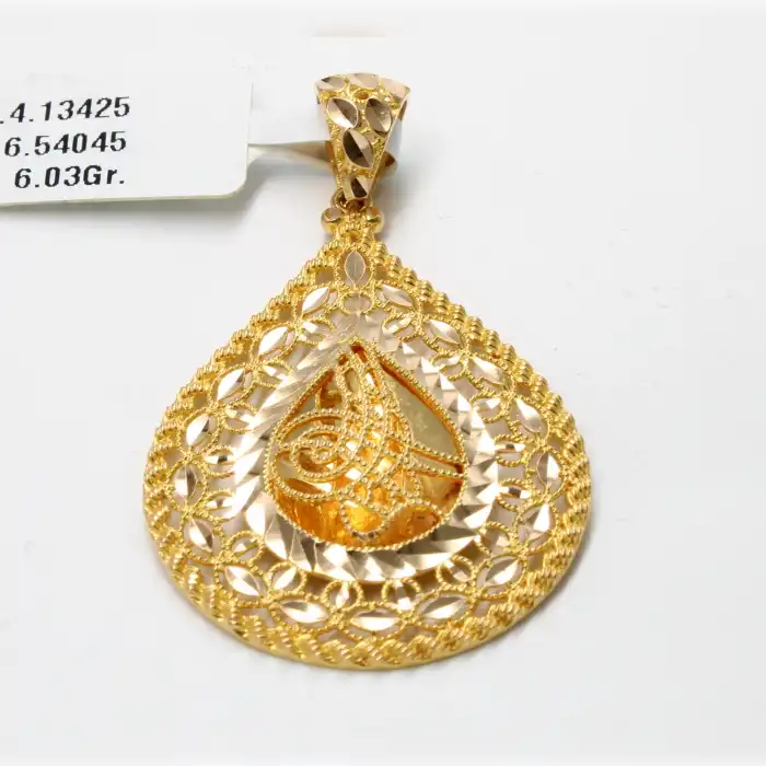 14 Ayar Başak Desenli Tuğra Kolye Ucu