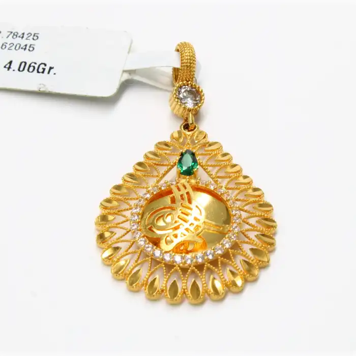 14 Ayar Başaklı Damla Tasarım Kolye Ucu