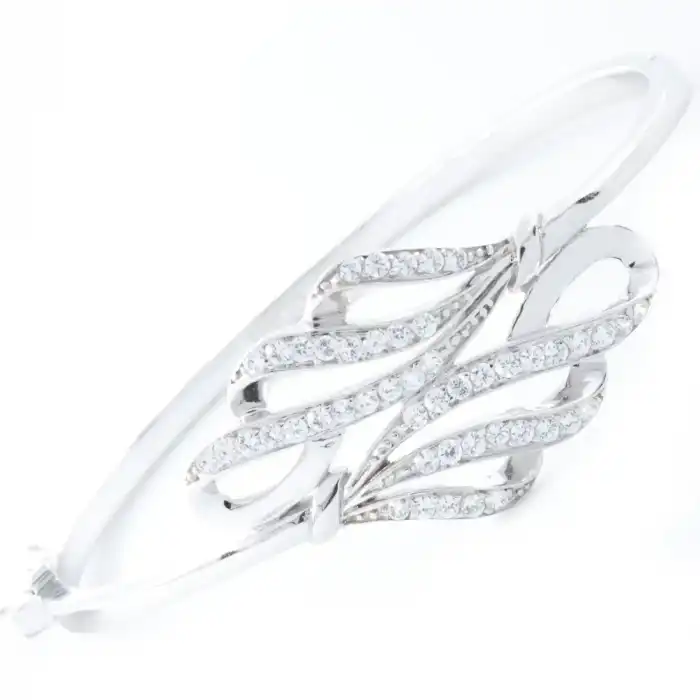 14 Ayar Beyaz Taşlı Kelepçe