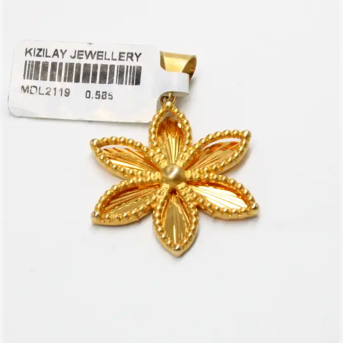 14 Ayar Çiçek Tasarım Kolye Ucu
