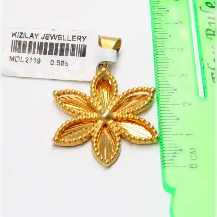 14 Ayar Çiçek Tasarım Kolye Ucu
