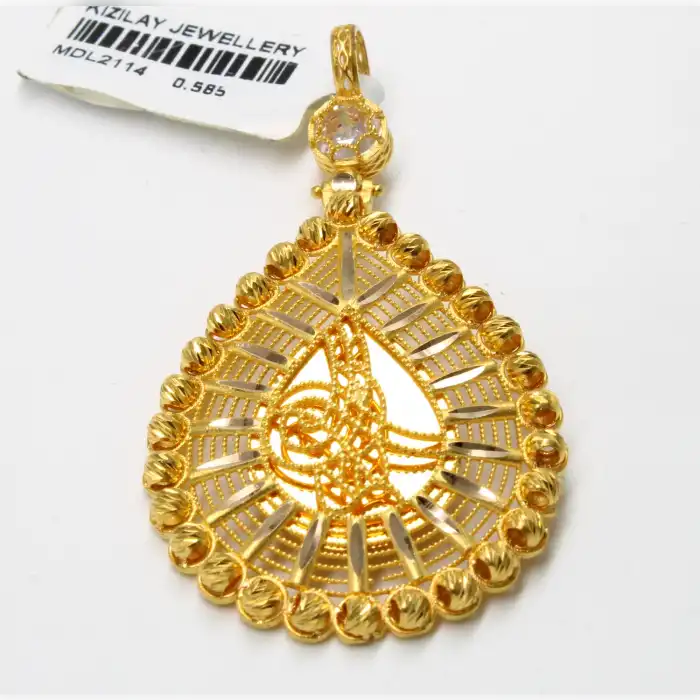 14 Ayar Damla Tasarım Dorikalı Kolye Ucu