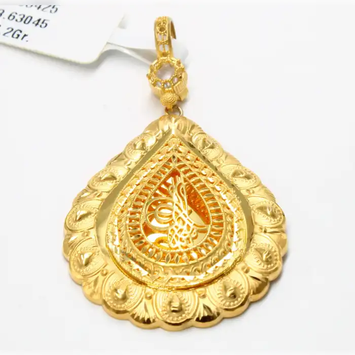 14 Ayar Damla Tasarım Kolye Ucu