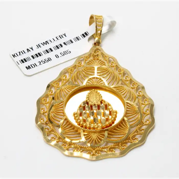 14 Ayar Desenli Kolye Ucu