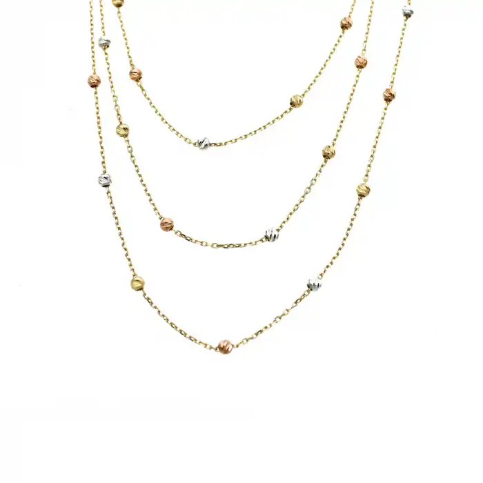 14 Ayar Dorikalı 3 Sıra Minimal Kolye