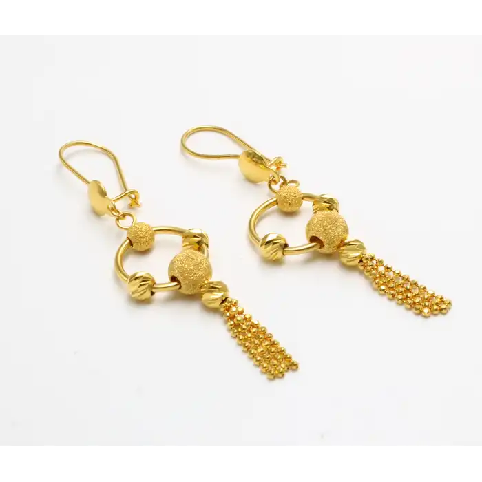 14 Ayar Dorikalı Püsküllü Küpe