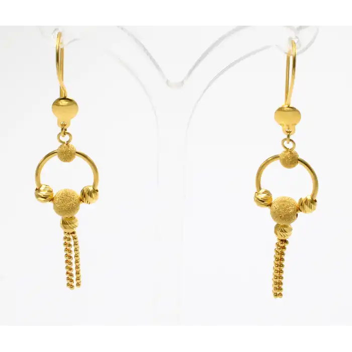 14 Ayar Dorikalı Püsküllü Küpe