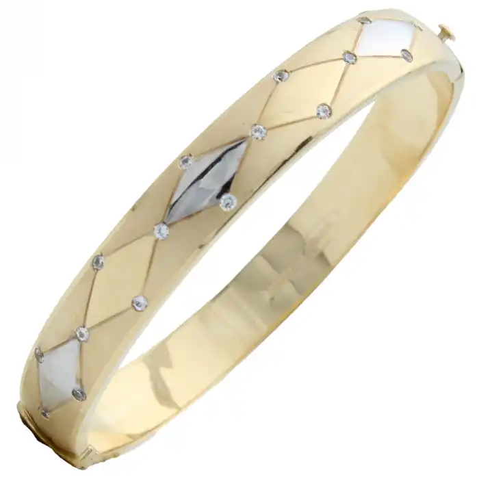 14 Ayar Düz Taşlı Kelepçe Bilezik