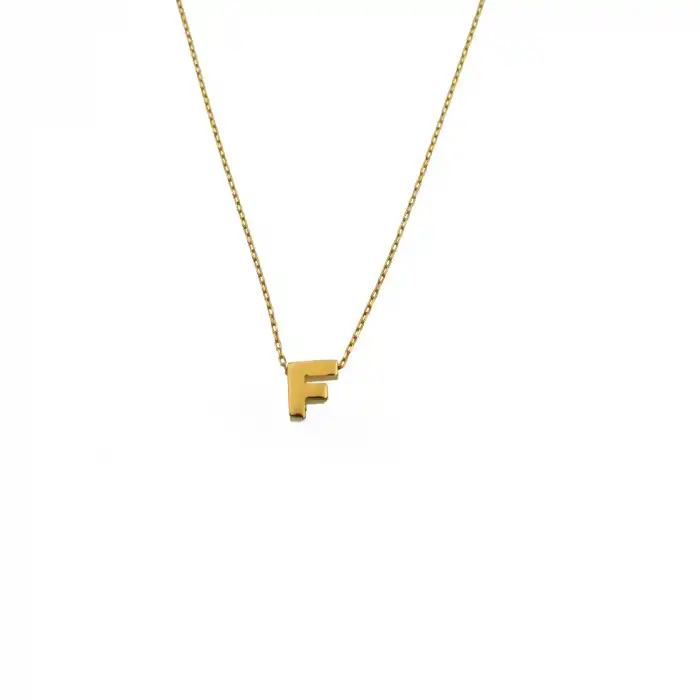 14 Ayar F Harf Minimal Kolye