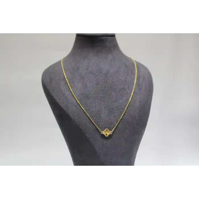 14 Ayar Gerçek Altın Dorikalı Yonca Kolye