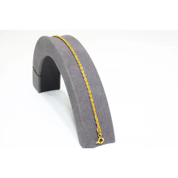 14 Ayar Gerçek Altın Günlük Halat Künye Bileklik