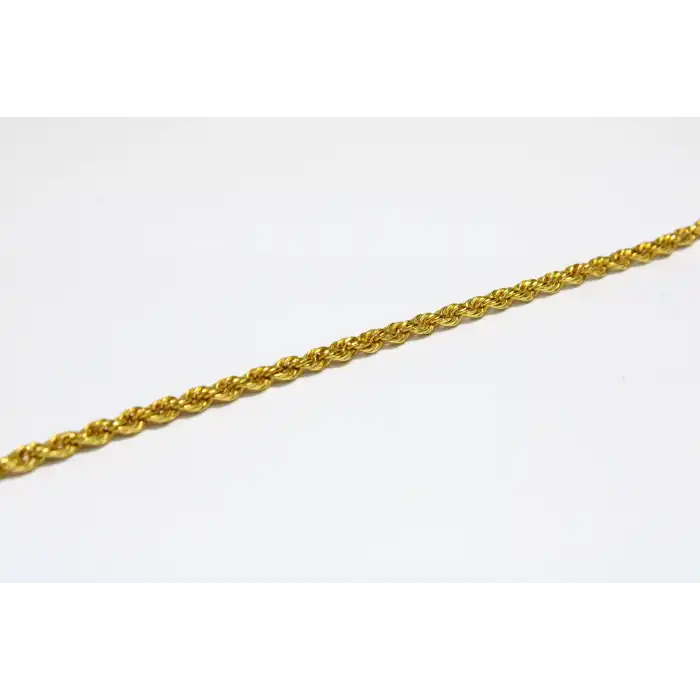 14 Ayar Gerçek Altın Günlük Halat Künye Bileklik