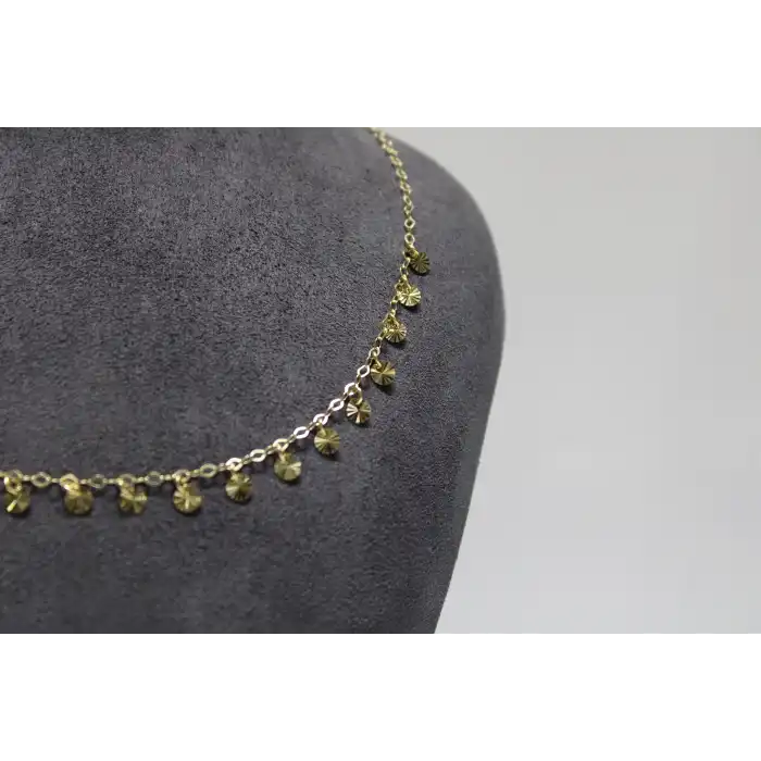 14 Ayar Gerçek Altın Pullu Kolye