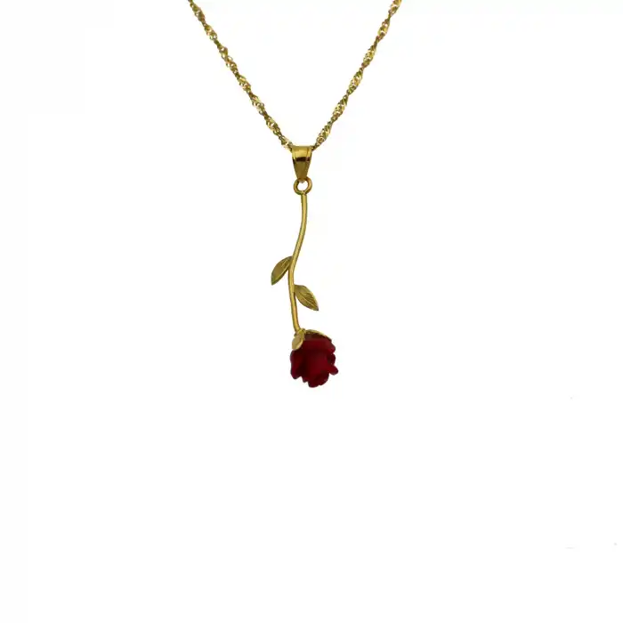 14 Ayar Gül Minimal Kolye