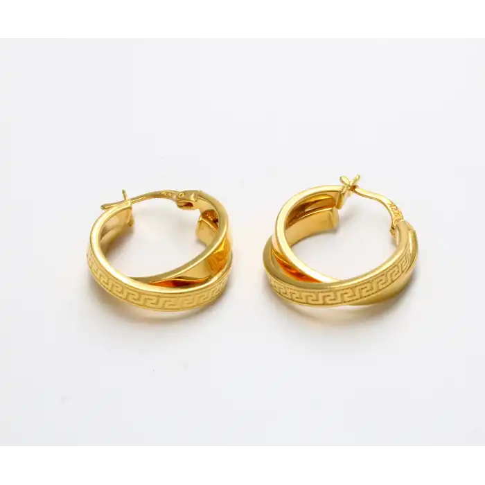 14 Ayar ıki Halkalı Küpe