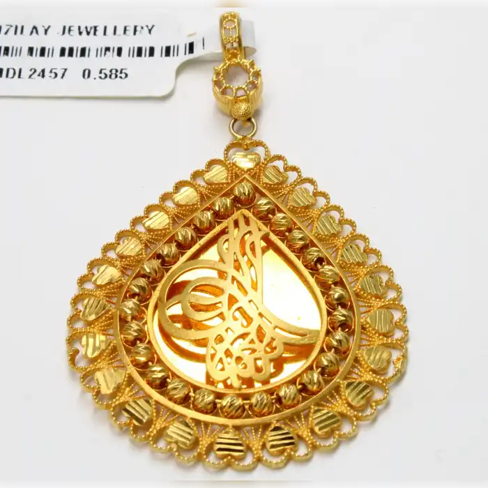 14 Ayar Kalp Desenli Dorika Kolye Ucu