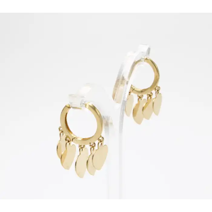 14 Ayar Kalp Desenli Pullu Küpe