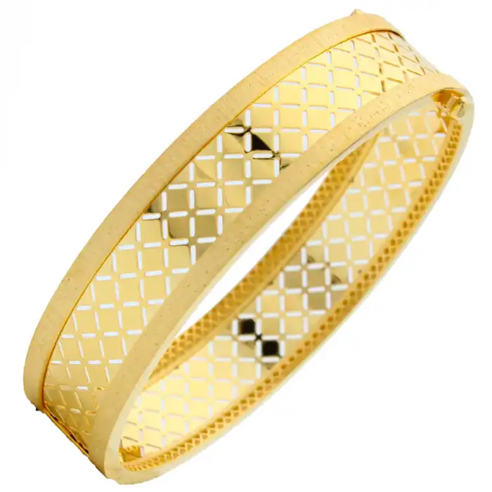 14 Ayar Kare Desen Kelepçe Bilezik