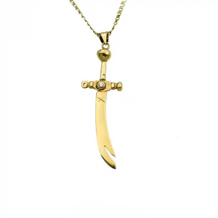 14 Ayar Kılıç Minimal Kolye