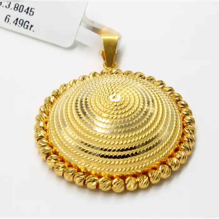 14 Ayar Kubbe Tasarım Dorikalı Kolye Ucu