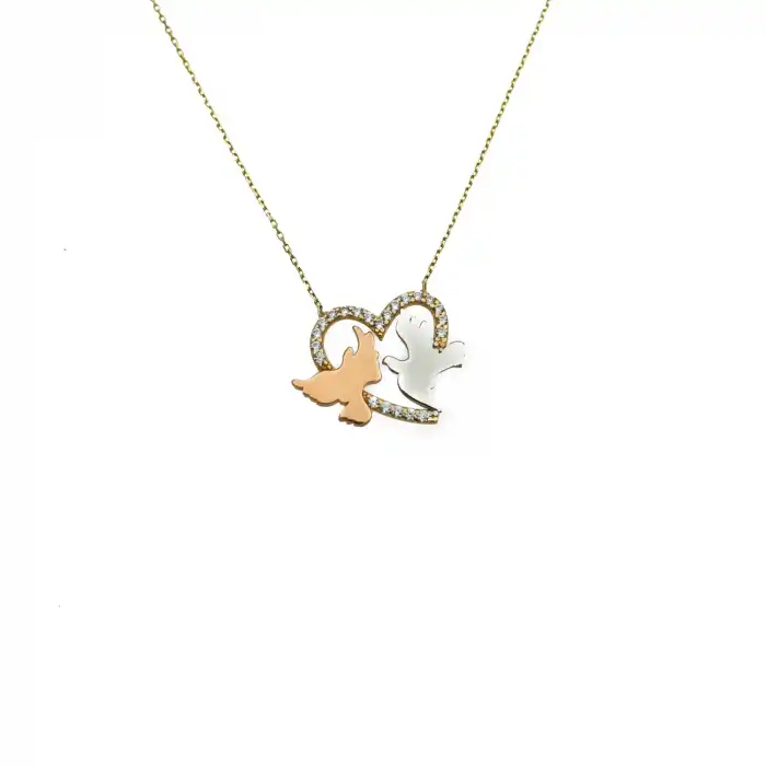 14 Ayar Kuş Minimal Kolye