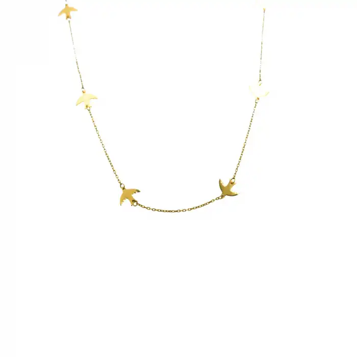 14 Ayar Kuş Minimal Kolye