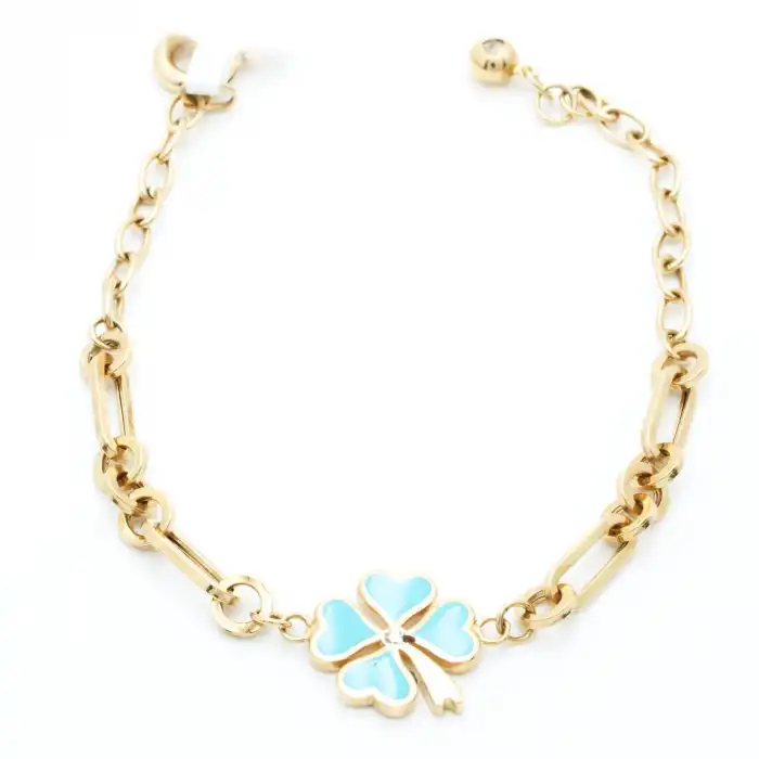 14 Ayar Mavi Yonca Bileklik