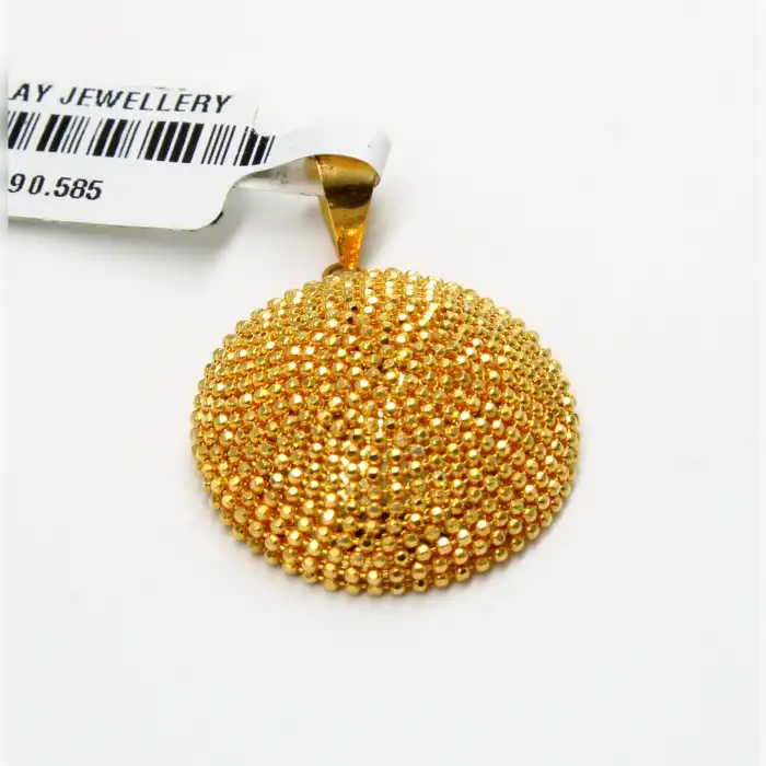 14 Ayar Oval Dorika Tasarım Kolye Ucu