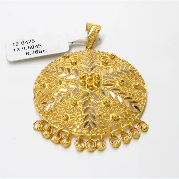 14 Ayar Oval Dorikalı Hint Kolye Ucu