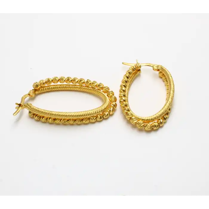 14 Ayar Oval Dorikalı Küpe