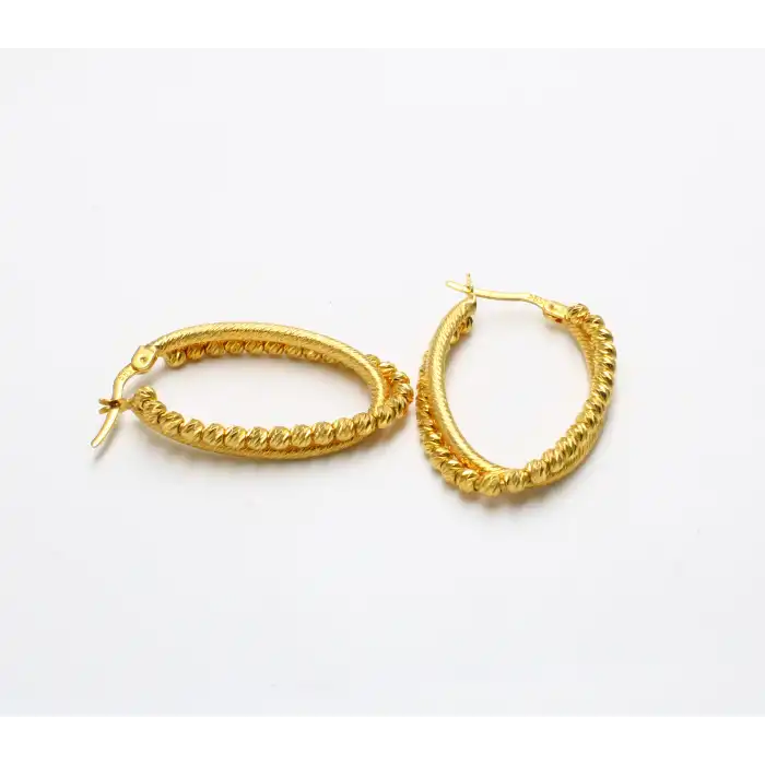 14 Ayar Oval Dorikalı Küpe