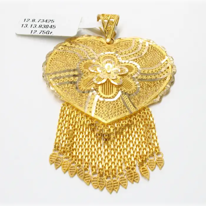 14 Ayar Papatya Desenli Hint Kolye Ucu