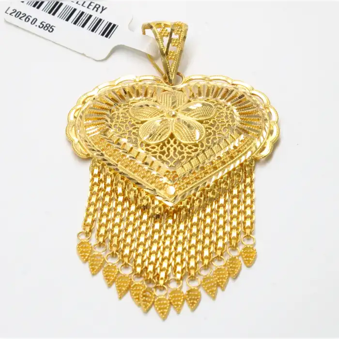 14 Ayar Papatya Desenli Hint Kolye Ucu