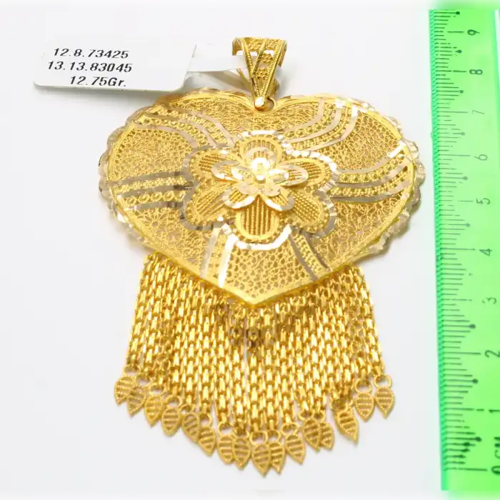 14 Ayar Papatya Desenli Hint Kolye Ucu