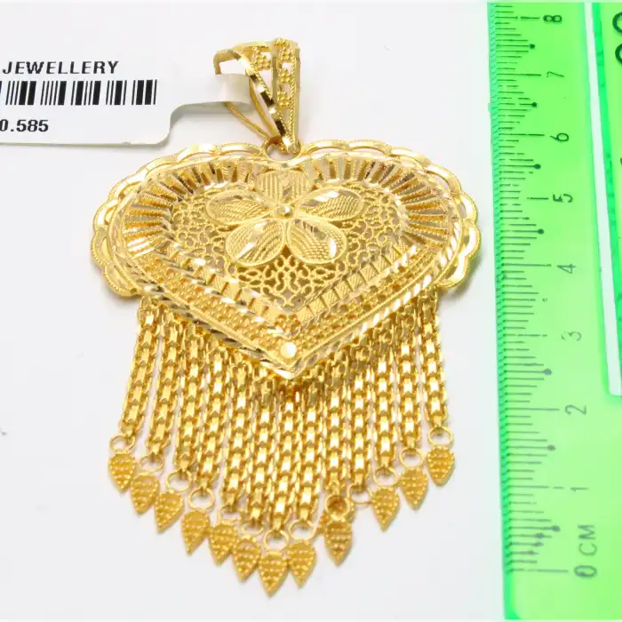 14 Ayar Papatya Desenli Hint Kolye Ucu