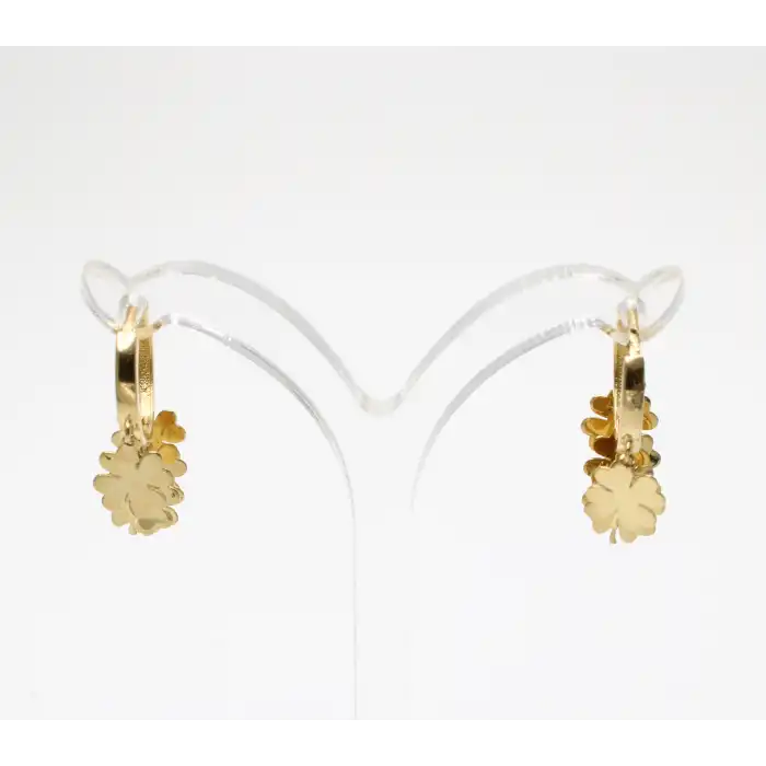 14 Ayar Pullu Yonca Model Küpe